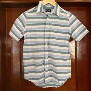 Children’s Place Boy Striped Button down dress shirt, EUC, Size Lg (10/12)
